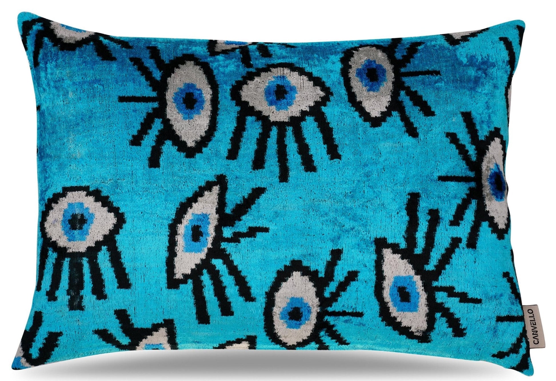 Canvello Luxury Congress Blue Turquoise Olive Evil Eye Pillow for Couch | 16 x 24 in (40 x 60 cm)-0