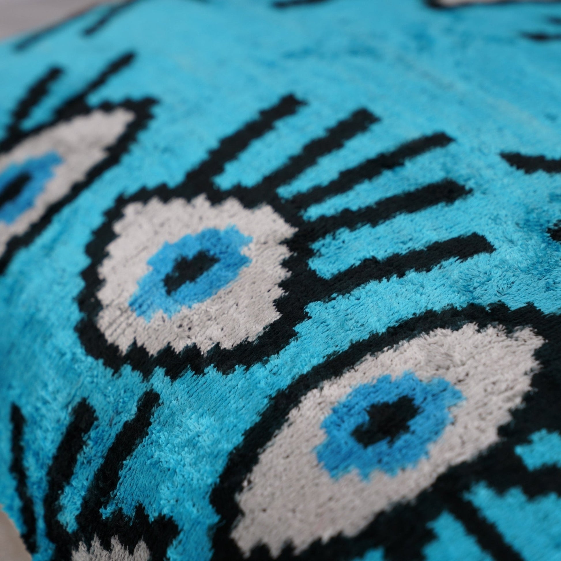 Canvello Luxury Congress Blue Turquoise Olive Evil Eye Pillow for Couch | 16 x 24 in (40 x 60 cm)-3