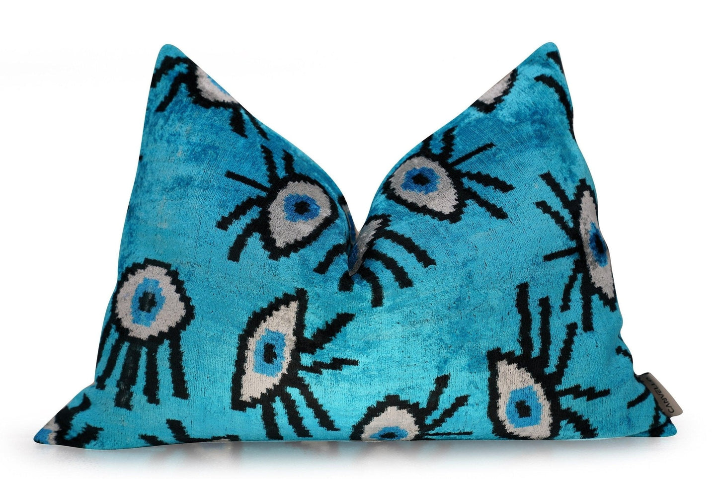 Canvello Luxury Congress Blue Turquoise Olive Evil Eye Pillow for Couch | 16 x 24 in (40 x 60 cm)-2