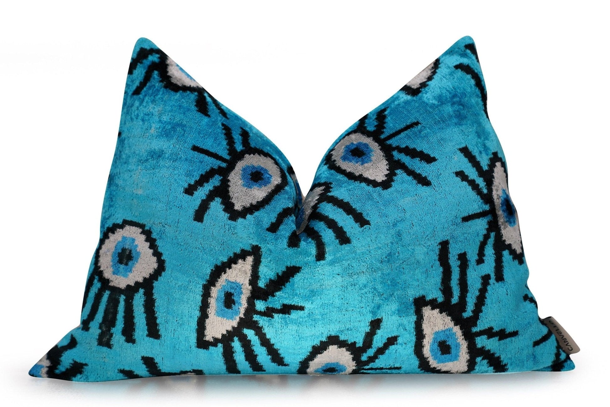 Canvello Luxury Congress Blue Turquoise Olive Evil Eye Pillow for Couch | 16 x 24 in (40 x 60 cm)-2