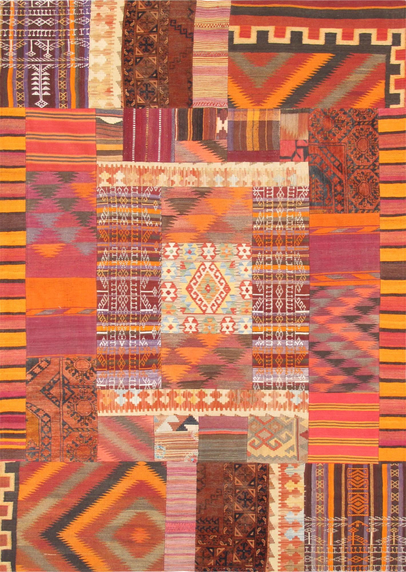 Canvello Vintage Patchwork Multi Lamb's Wool Area Rug- 6'5" X 9'5"-0