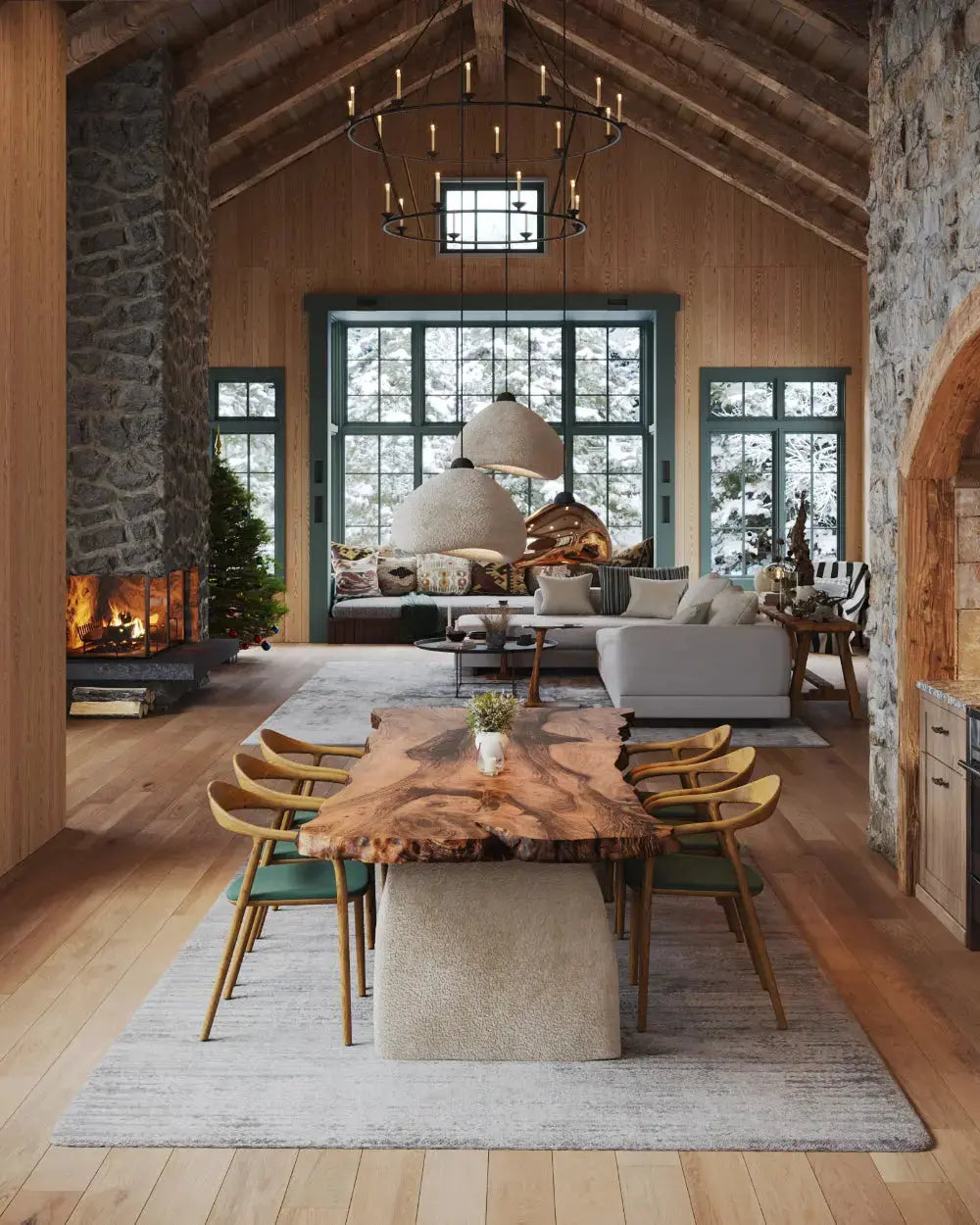 Wabi Sabi Style Luxury Solid Wood Table | Stone Inspired Legs