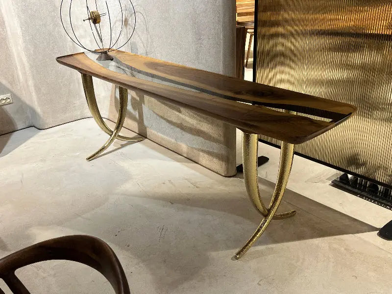 Epoxy Resin Sofa & Console table made of Walnut Wood | Ivory Collection
