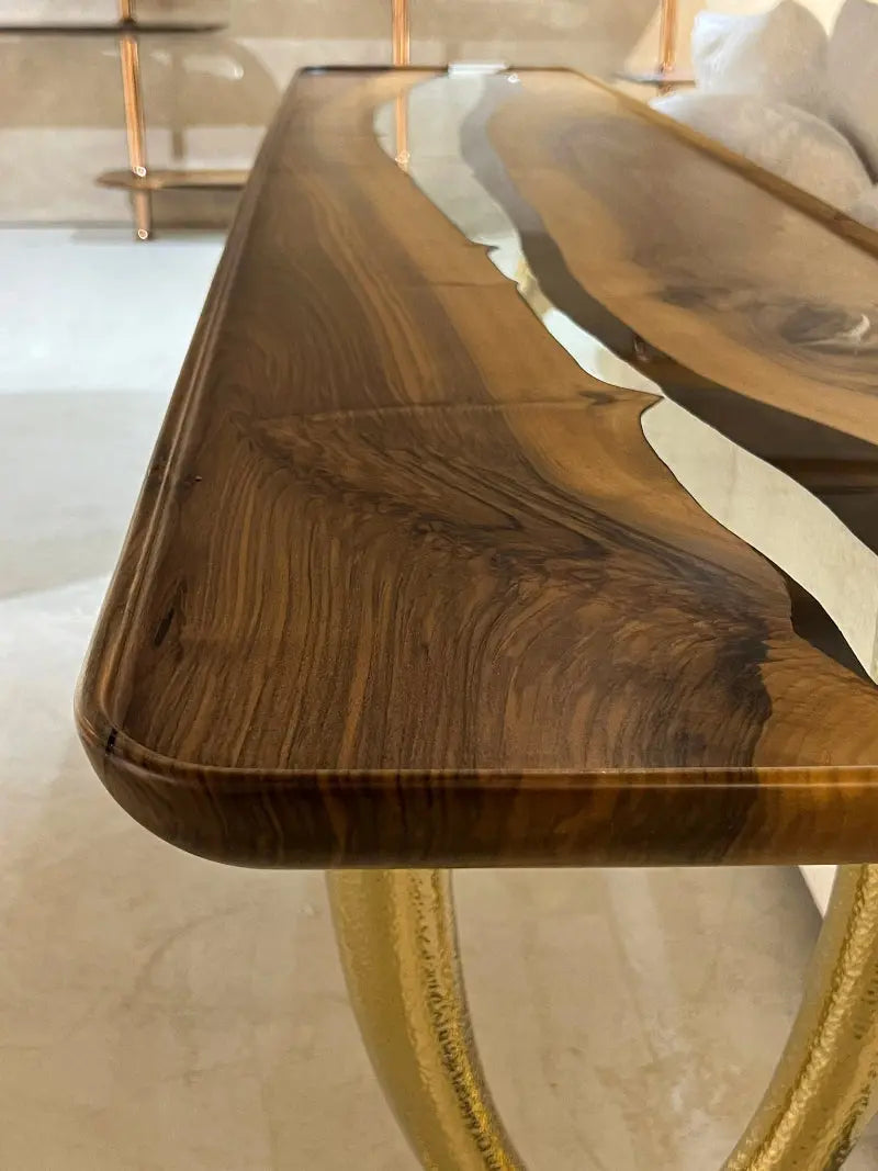 Epoxy Resin Sofa & Console table made of Walnut Wood | Ivory Collection