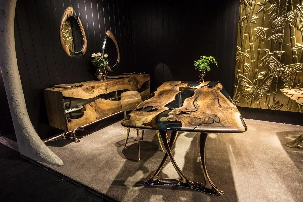 Resin & Walnut Dining Table