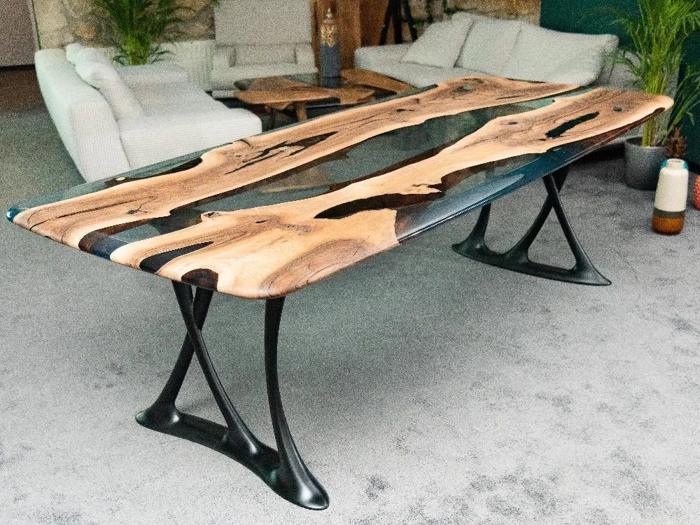 Resin & Walnut Dining Table