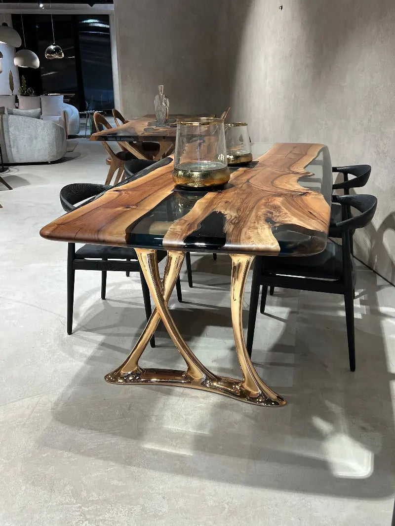 Resin & Walnut Dining Table