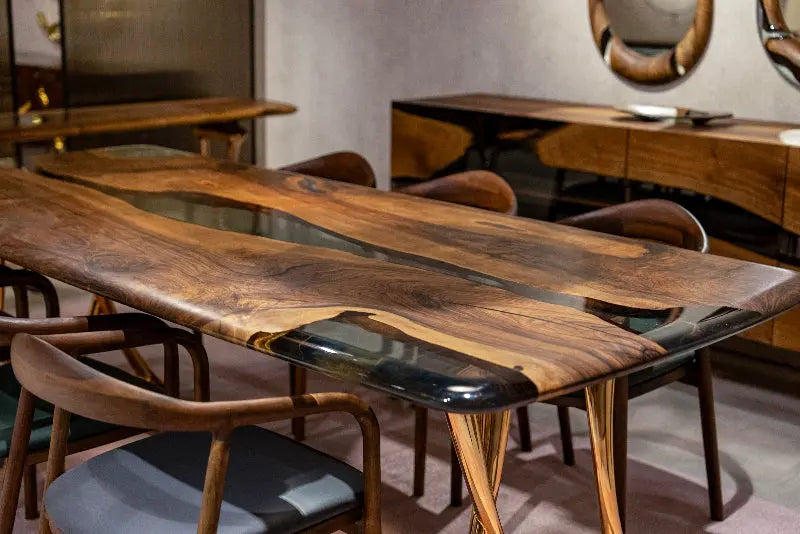 Resin & Walnut Dining Table