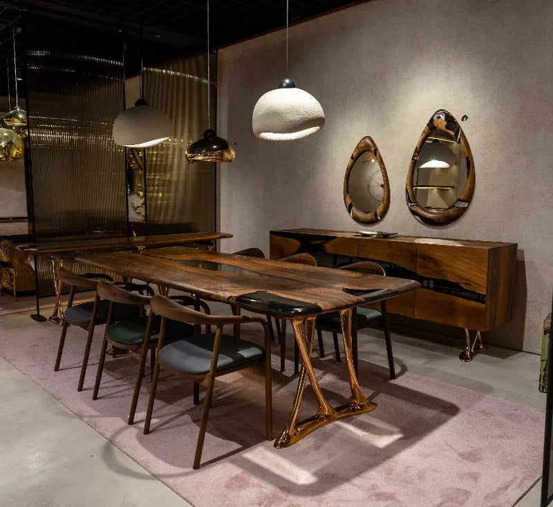 Resin & Walnut Dining Table