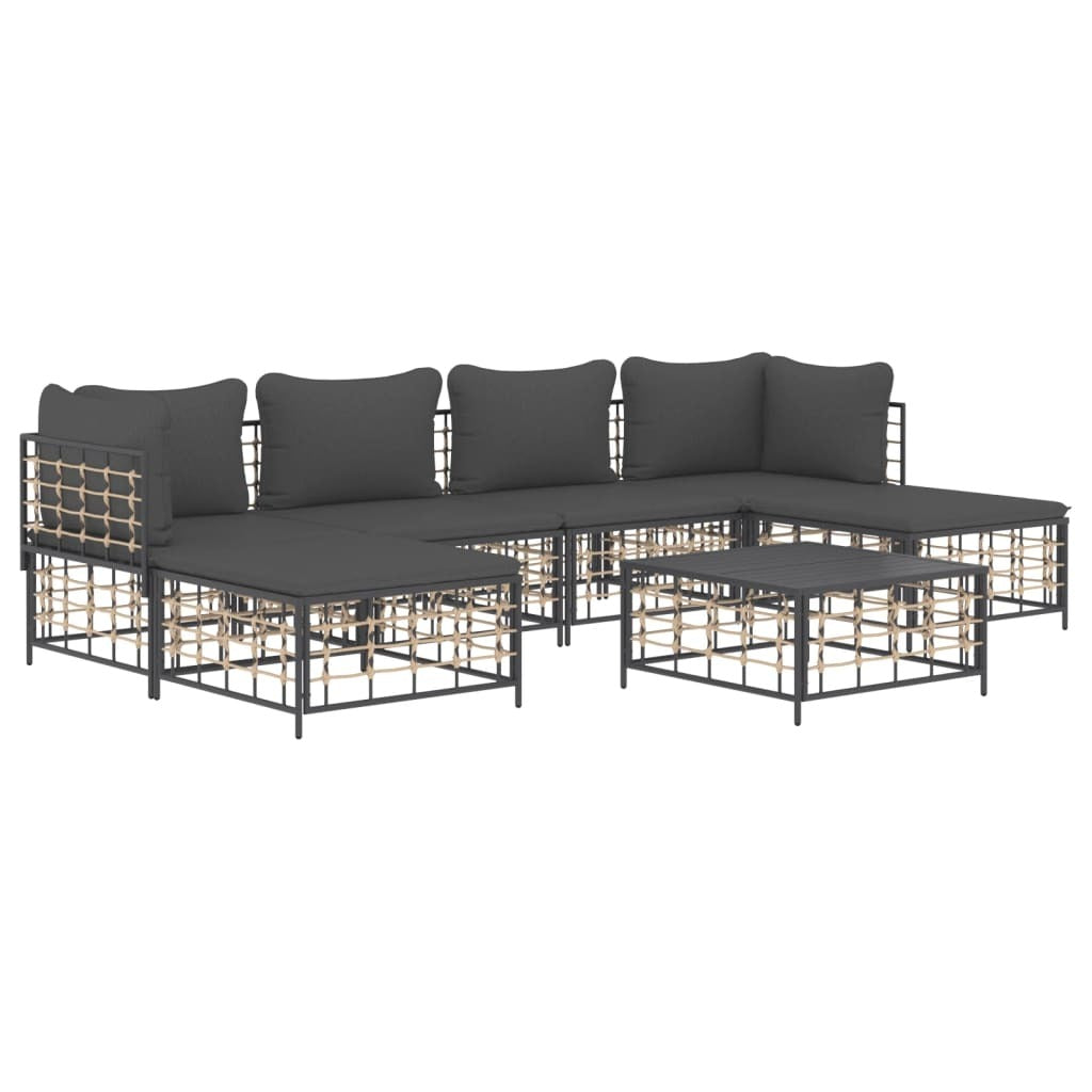 7 Piece Patio Lounge Set with Cushions | Rattan