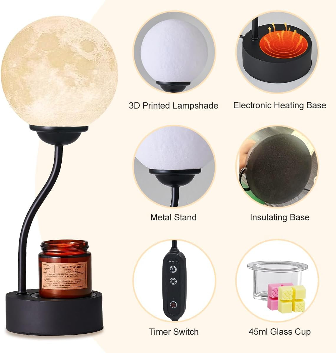 Energy Efficient Candle Warmer Lamp 7 Colors Moonlight-2