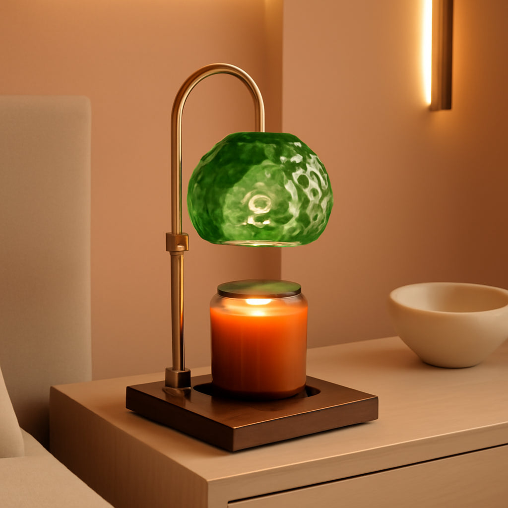 Verdant Emerald Glass Candle Warmer Lamp With Timer-0