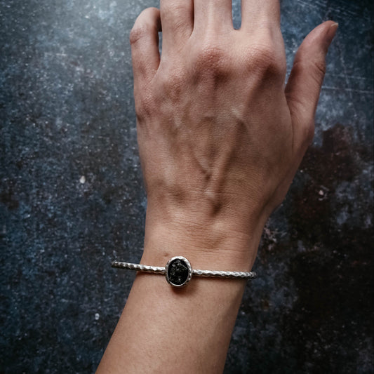 Handmade Oval Meteorite Cuff Bracelet