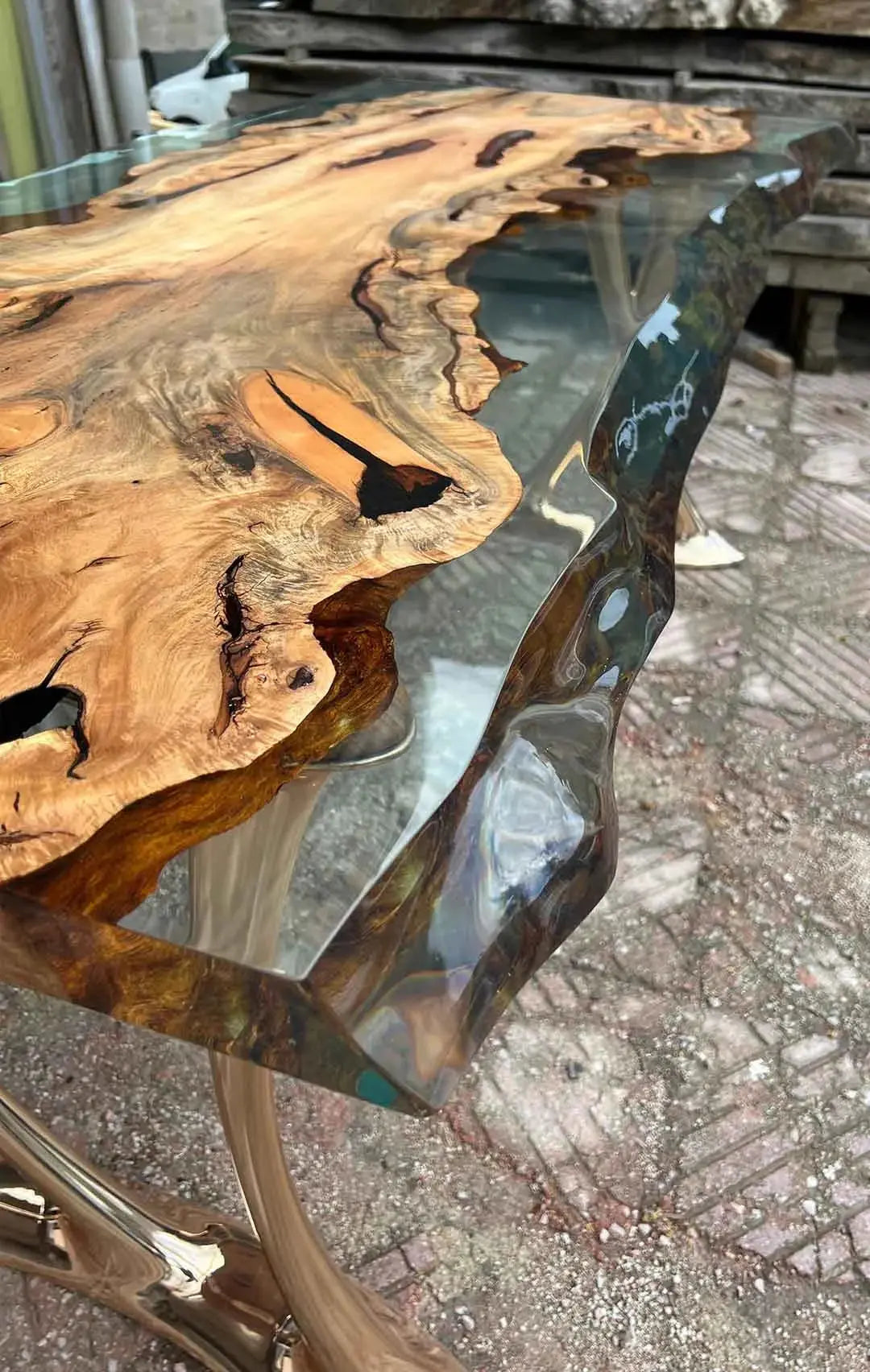 Resin Live Edge Console Table | Linden Wood | Foyer | Entryway