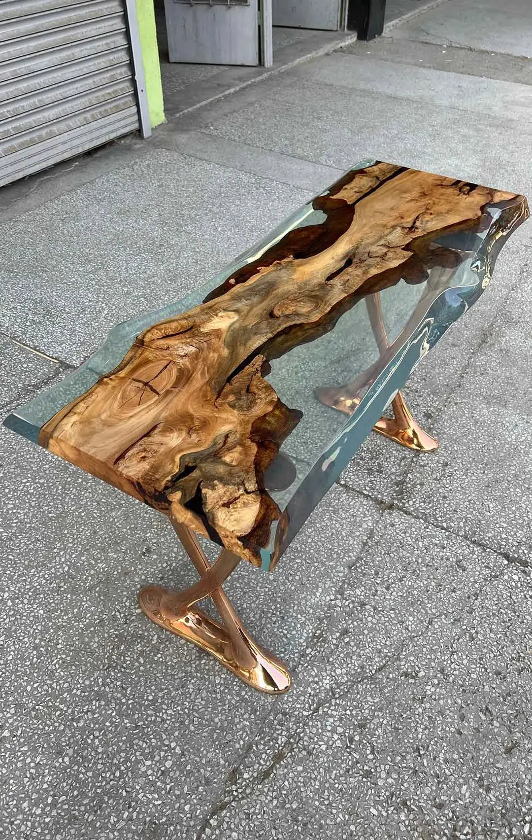 Resin Live Edge Console Table | Linden Wood | Foyer | Entryway