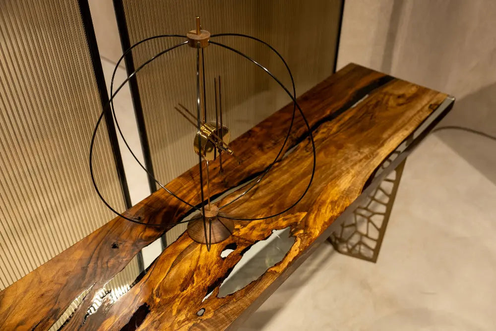 Walnut Wood & Resin Sofa Console | Entry Table