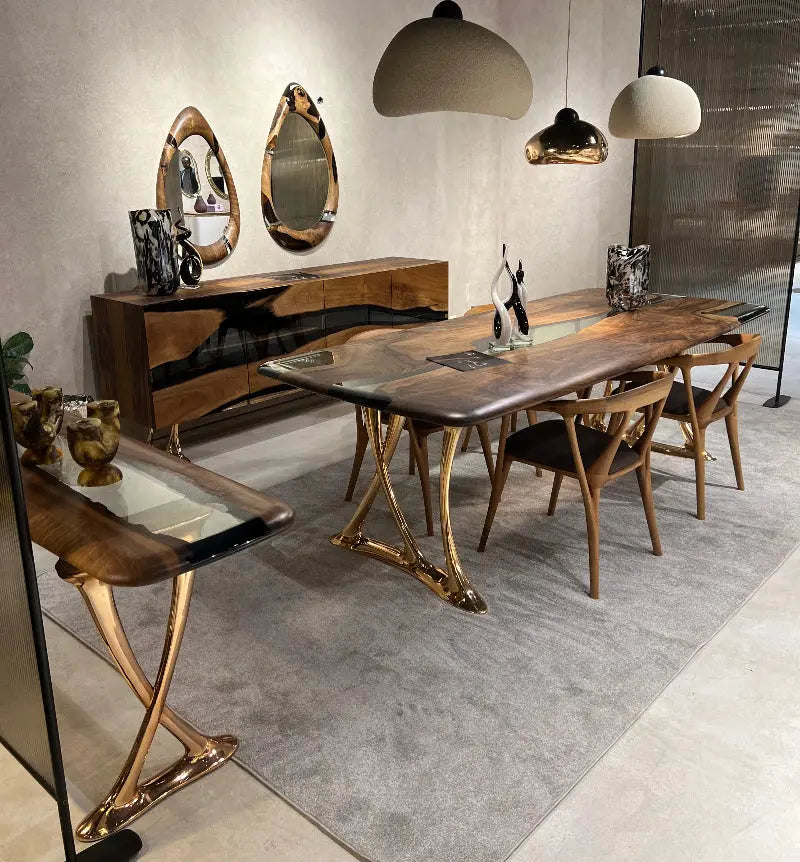 Resin & Walnut Dining Table