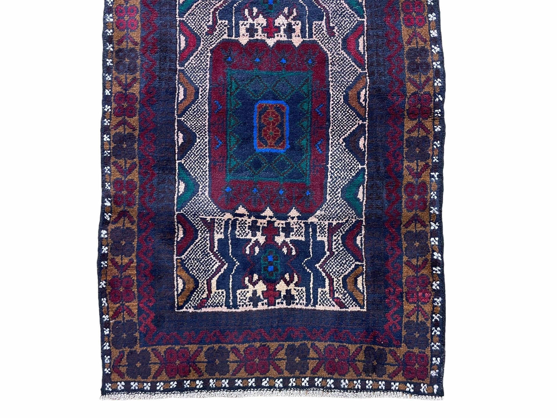 3 X 5 Vintage Handmade Tribal Wool Rug Balouchi Rug Afghan Rug Red Beige Nice-4