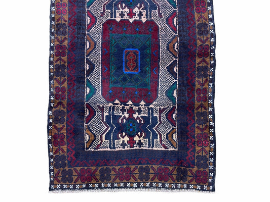 3 X 5 Vintage Handmade Tribal Wool Rug Balouchi Rug Afghan Rug Red Beige Nice-4