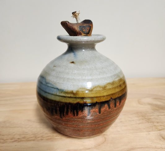 Vintage Rob Grimes Oil Lamp Pottery