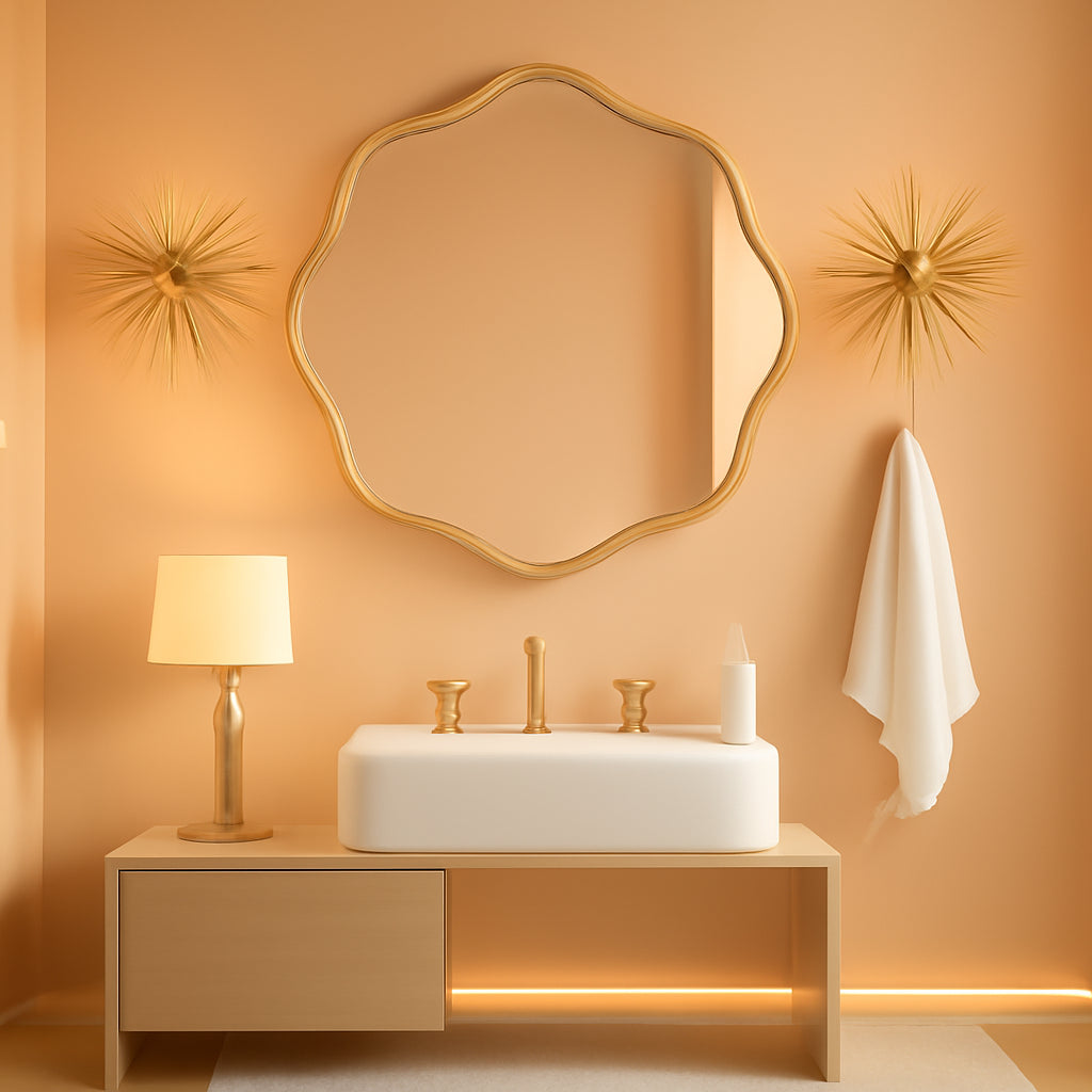 Gold Round Wall Mirror 20 Inch Decorative Home Accent-0