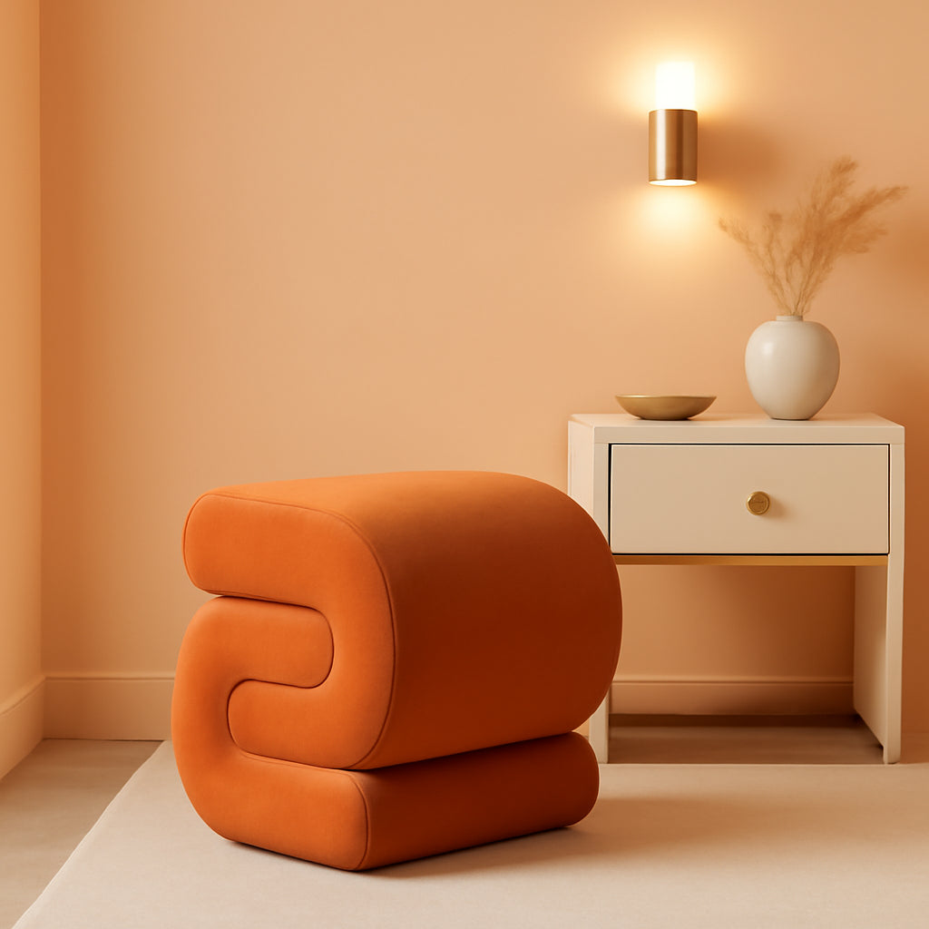 Orange Contemporary S Shape Ottoman