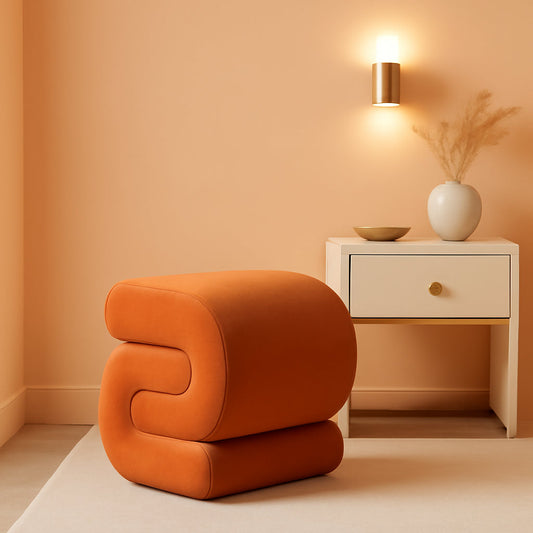 Orange Contemporary S Shape Ottoman