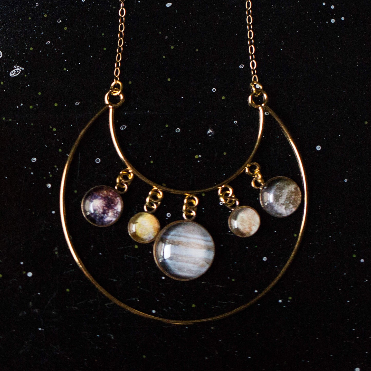 Handmade Galilean Moons of Jupiter Statement Necklace
