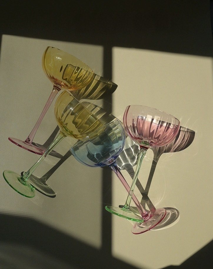 Retro Pastel Cocktail Glasses | Set of 4