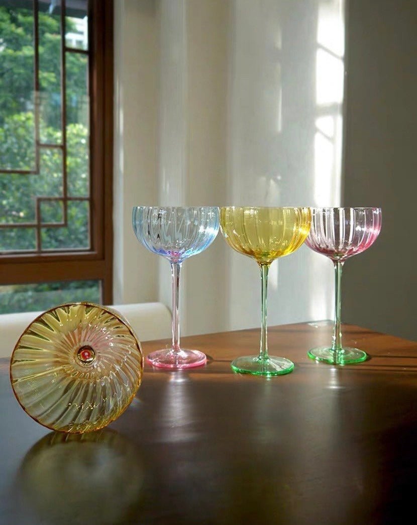 Retro Pastel Cocktail Glasses | Set of 4