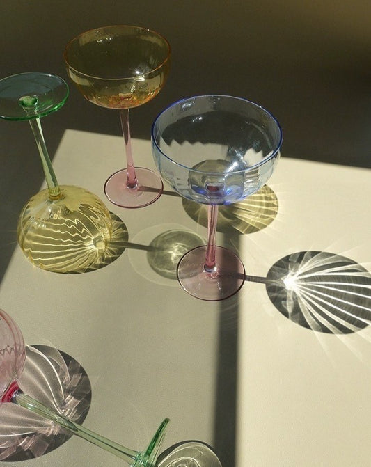 Retro Pastel Cocktail Glasses | Set of 4