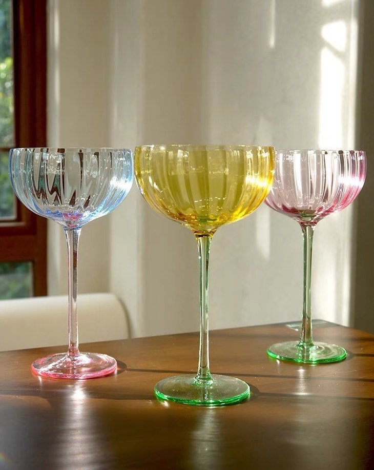 Retro Pastel Cocktail Glasses | Set of 4