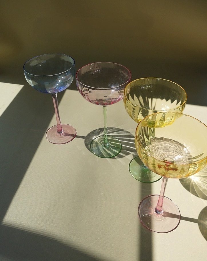 Retro Pastel Cocktail Glasses | Set of 4
