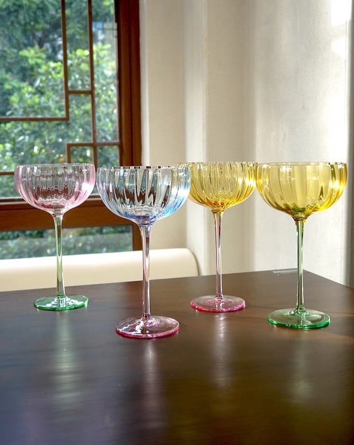 Retro Pastel Cocktail Glasses | Set of 4