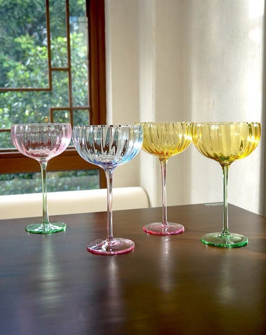 Retro Pastel Cocktail Glasses | Set of 4