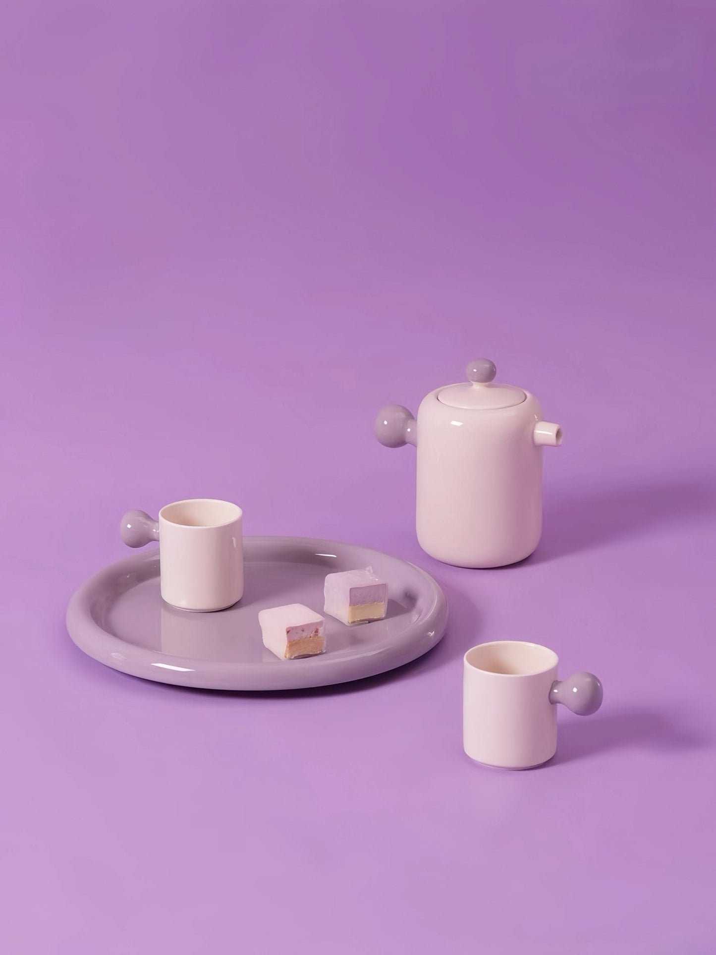 Cute Whimsical Tea Pot & Teacups | Set Of 8 Pcs | Handmade Ceramic