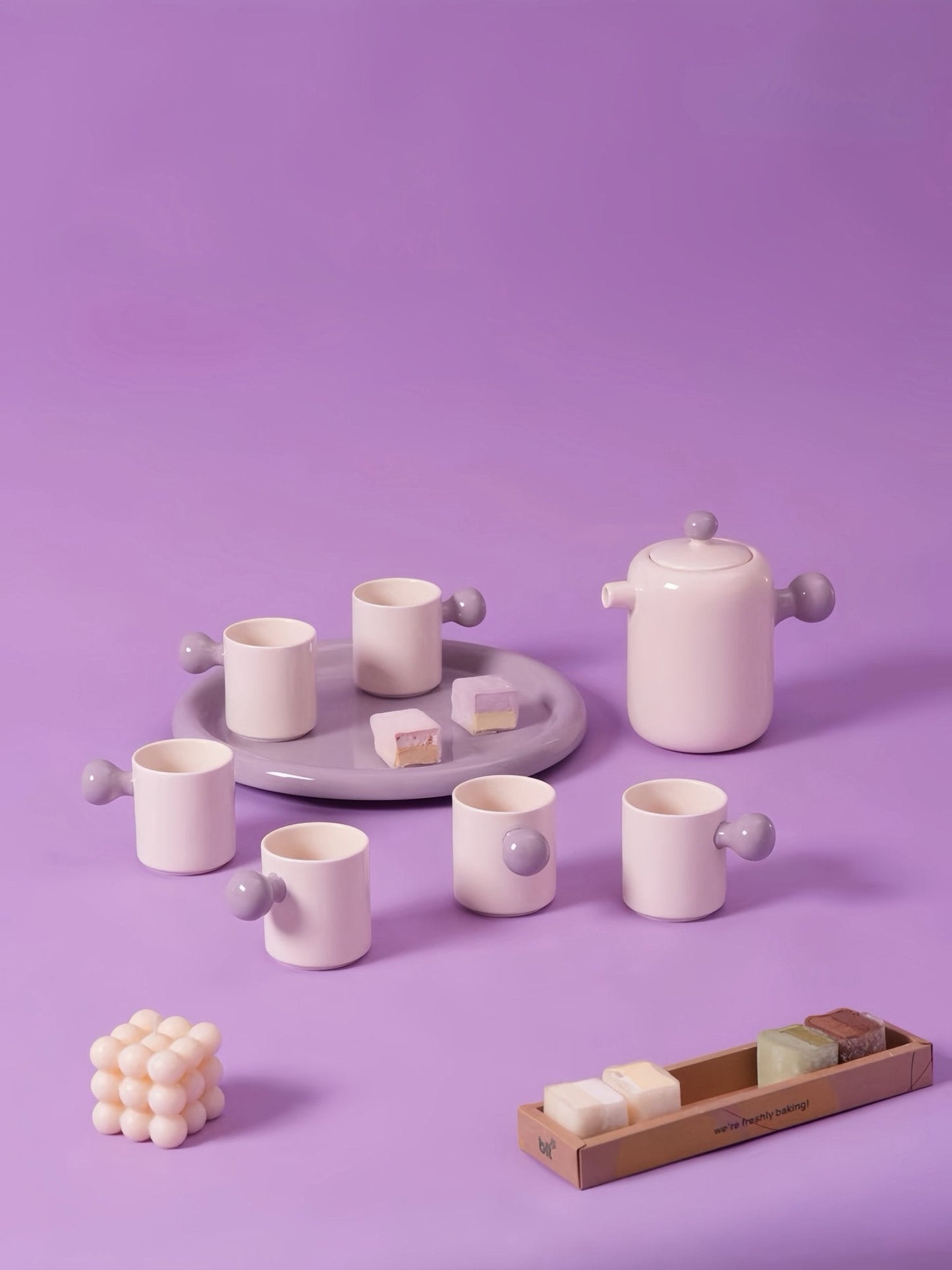 Cute Whimsical Tea Pot & Teacups | Set Of 8 Pcs | Handmade Ceramic