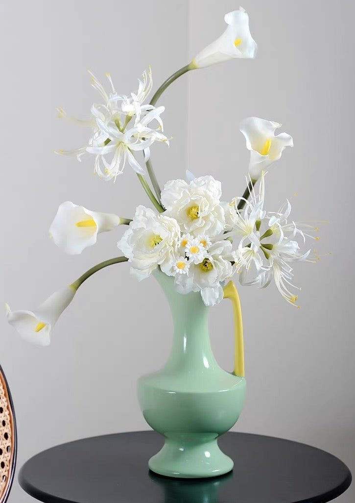 Handmade Medieval Style Ceramic Decorative Flower Vase - Glazed With Dopamine Colors-1