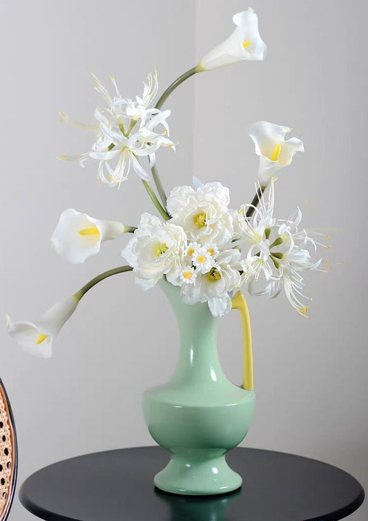 Handmade Medieval Style Ceramic Decorative Flower Vase - Glazed With Dopamine Colors-1