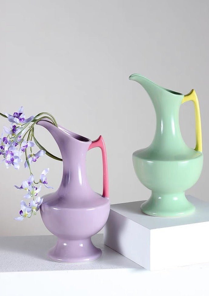 Handmade Medieval Style Ceramic Decorative Flower Vase - Glazed With Dopamine Colors-0