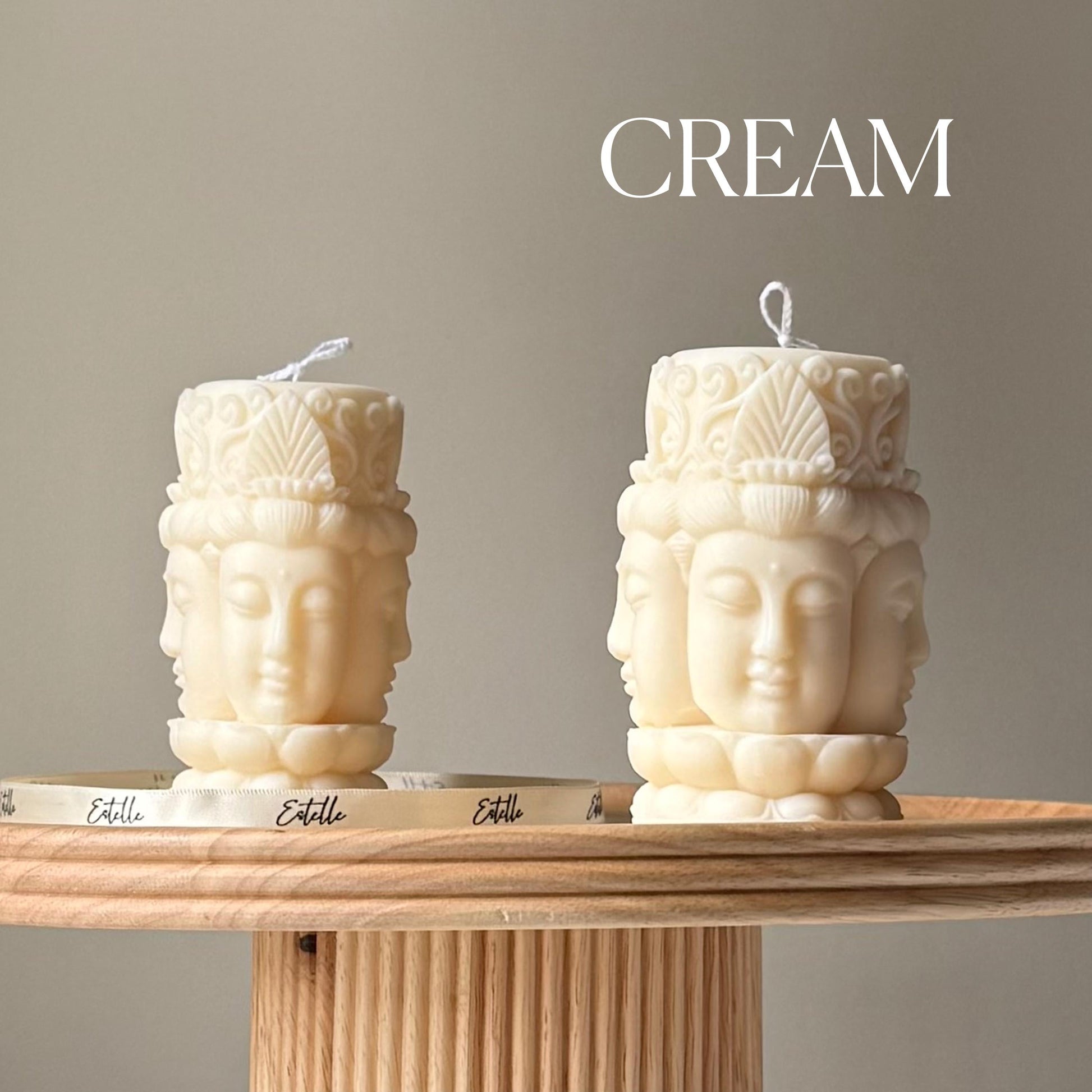 Buddha Face Soy Pillar Candle: Handmade Home Decor-2