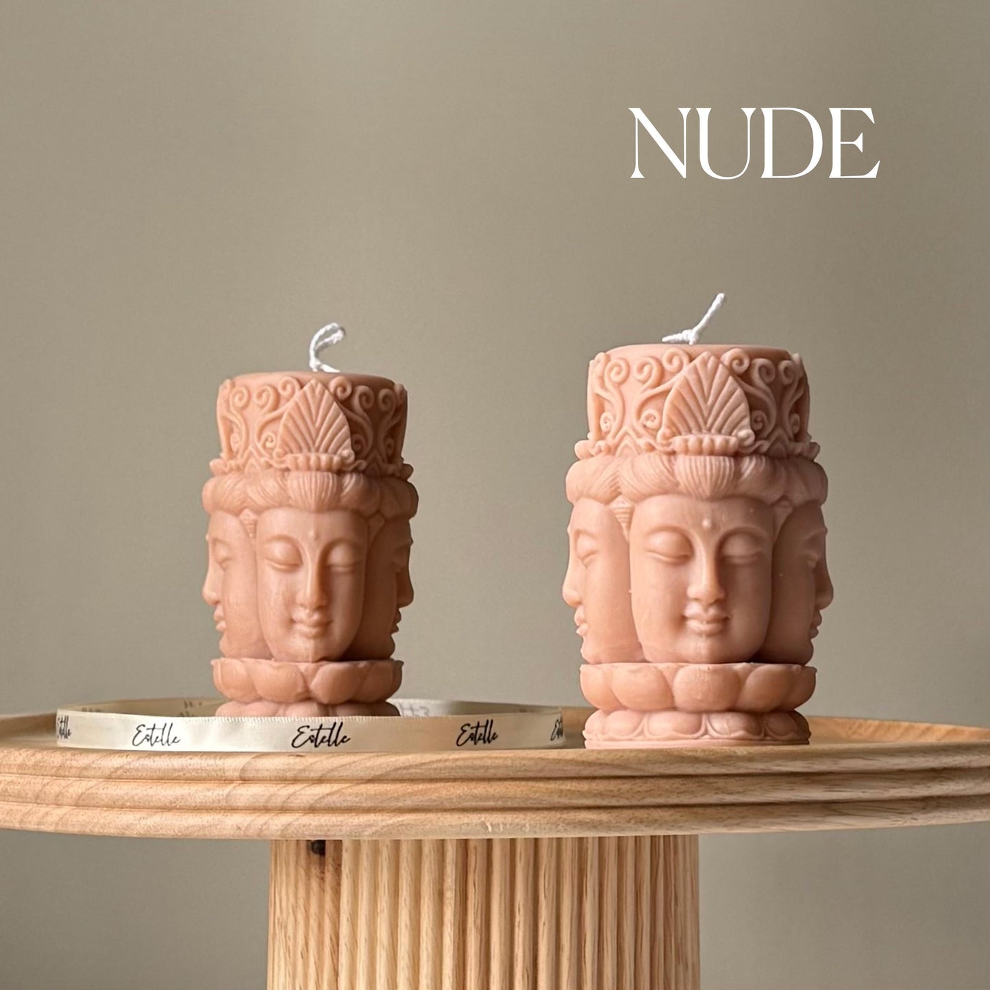 Buddha Face Soy Pillar Candle: Handmade Home Decor-1