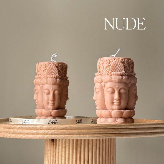 Buddha Face Soy Pillar Candle: Handmade Home Decor-1