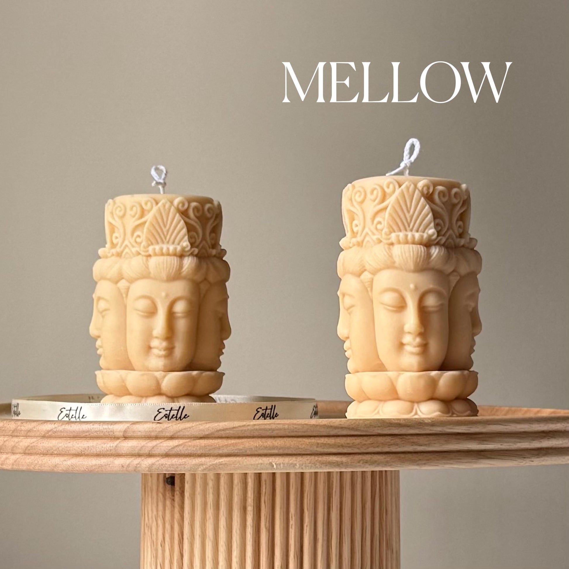 Buddha Face Soy Pillar Candle: Handmade Home Decor-3