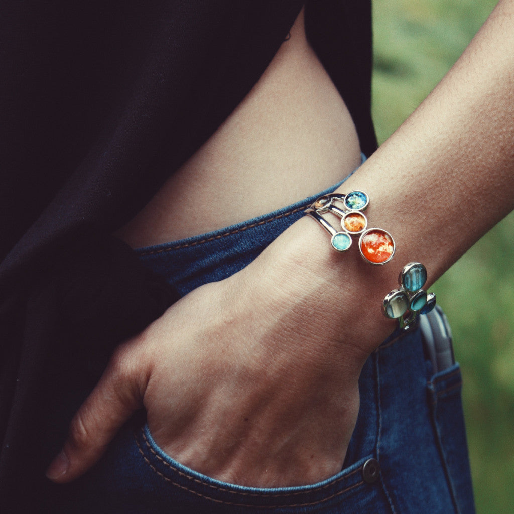 Handmade Open Solar System Cuff Bracelet