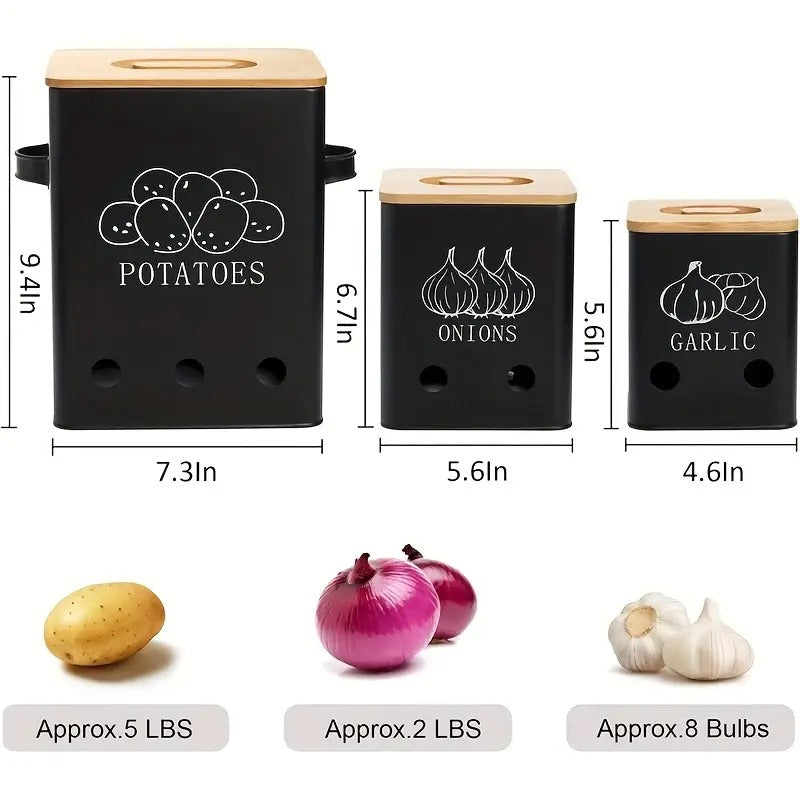 Vegetable Storage Containers with Bamboo Lids (3pcs)-2