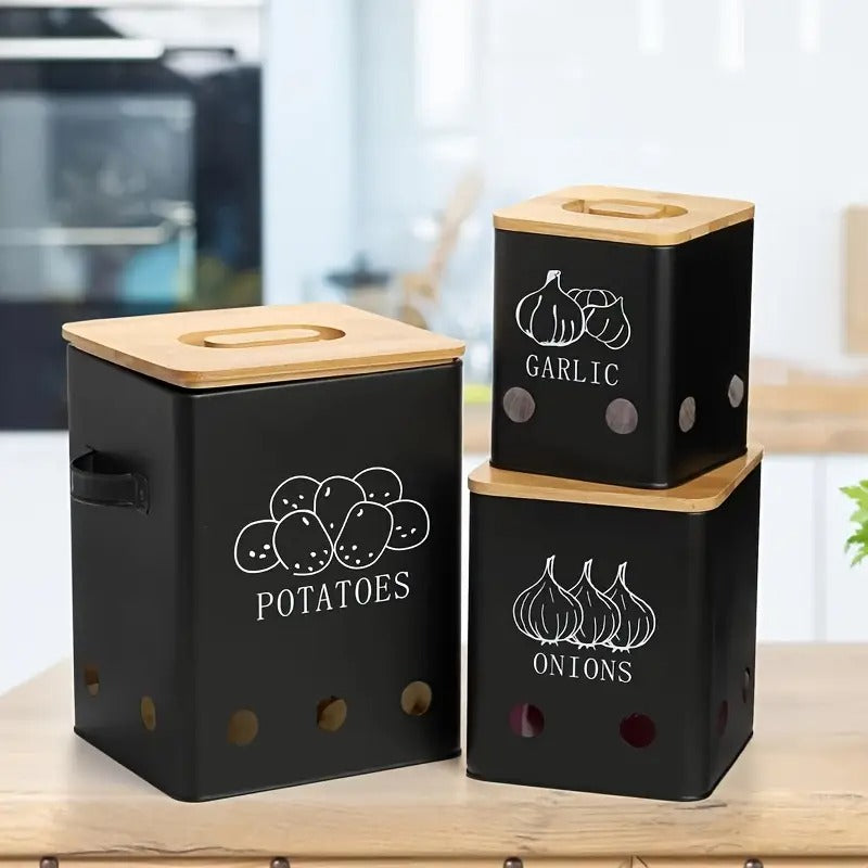 Vegetable Storage Containers with Bamboo Lids (3pcs)-3