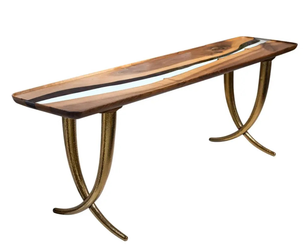 Epoxy Resin Sofa & Console table made of Walnut Wood | Ivory Collection