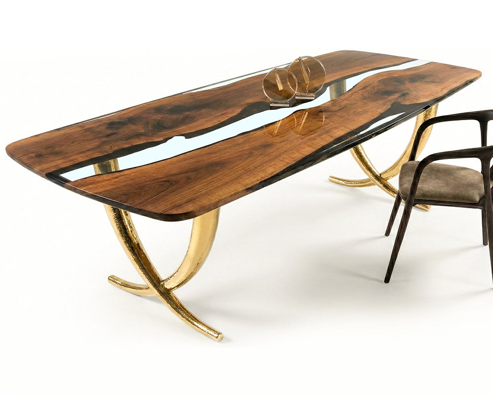 Luxurious Ivory Shaped Legs | Resin Dining Table
