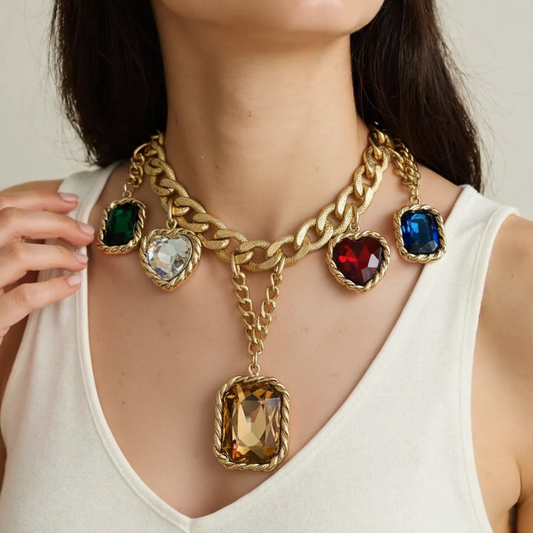 French Jeweled Chain Necklace | Charm Belt